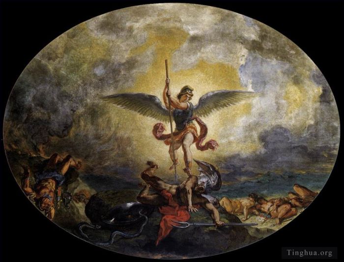 欧仁·德拉克罗瓦 的油画作品 -  《圣迈克尔击败魔鬼》