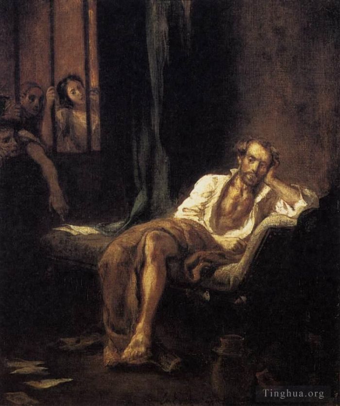 欧仁·德拉克罗瓦 的油画作品 -  《疯人院的塔索》