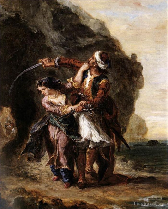 欧仁·德拉克罗瓦 的油画作品 -  《阿比多斯的新娘》