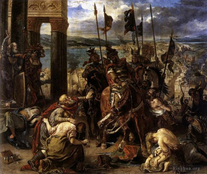 欧仁·德拉克罗瓦 的油画作品 -  《十字军进入君士坦丁堡》