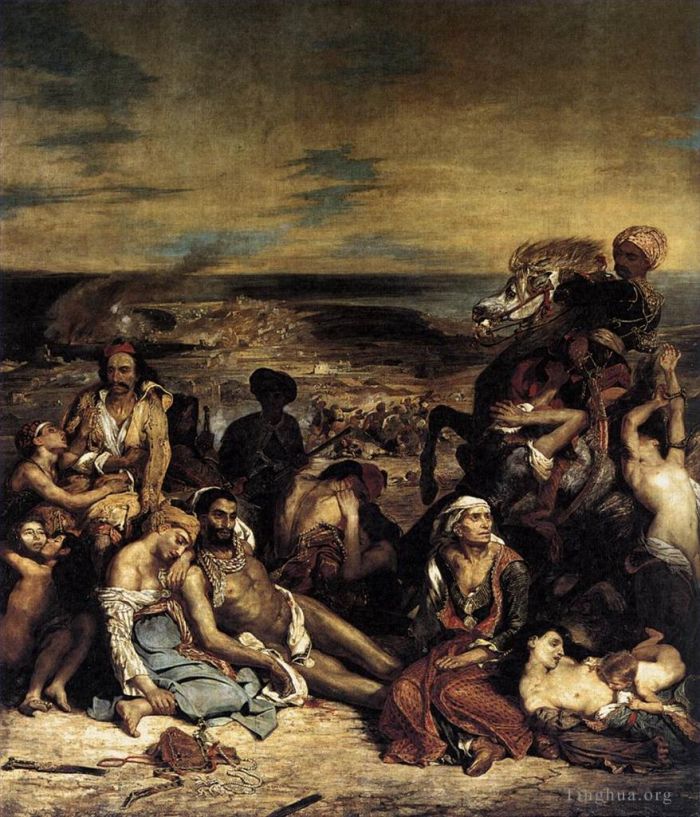 欧仁·德拉克罗瓦 的油画作品 -  《希俄斯大屠杀》