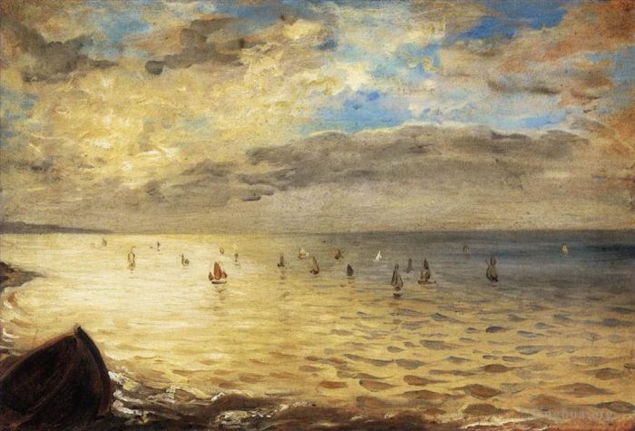 欧仁·德拉克罗瓦 的油画作品 -  《从迪耶普高地眺望大海》