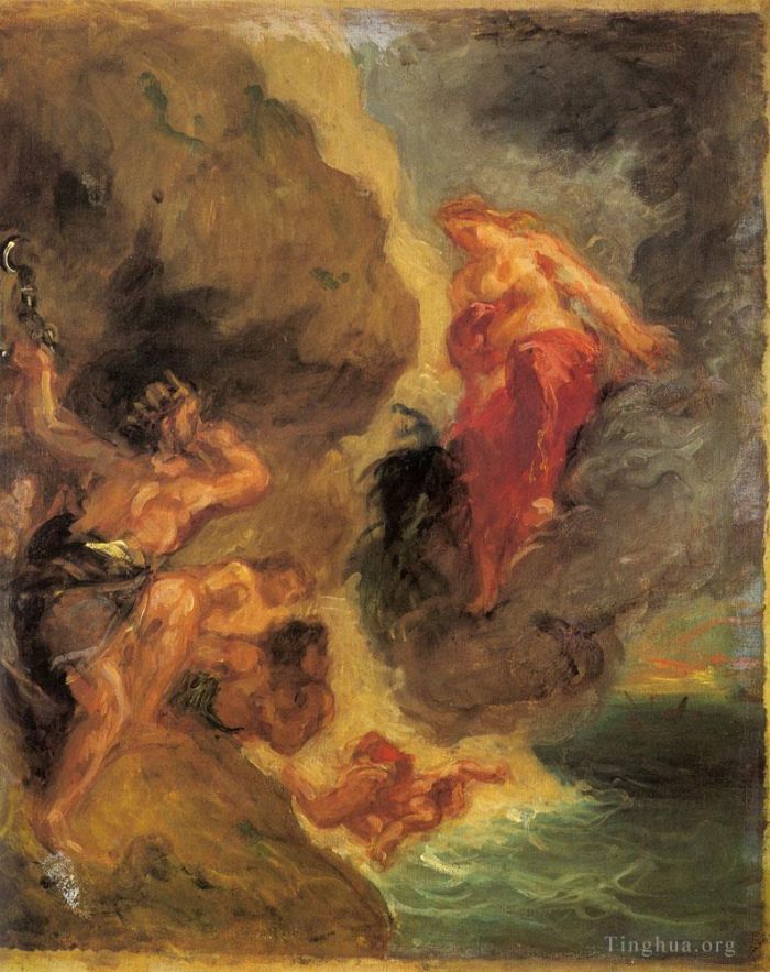 欧仁·德拉克罗瓦 的油画作品 -  《冬季朱诺和风神》