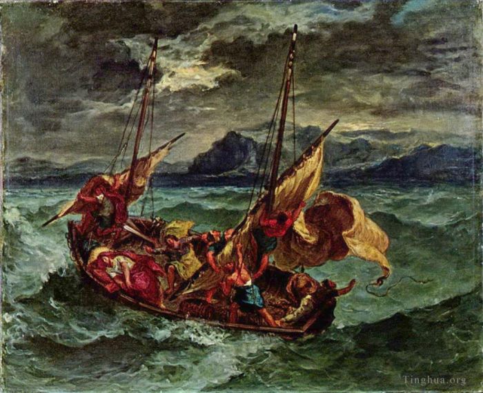 欧仁·德拉克罗瓦 的油画作品 -  《基督在加利利海上,1854》