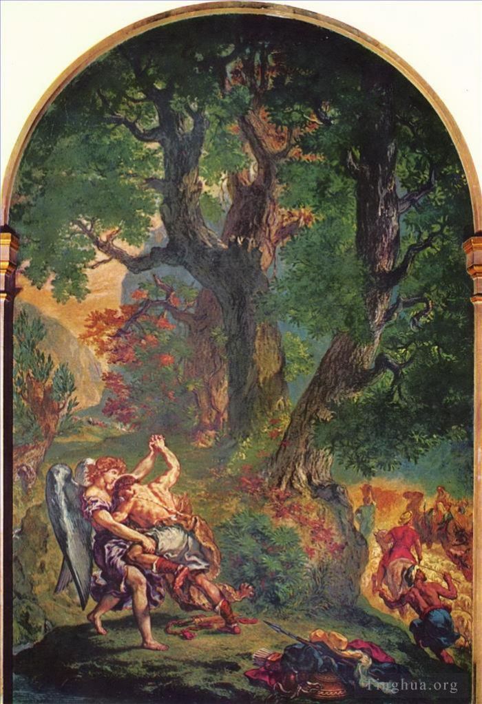 欧仁·德拉克罗瓦 的油画作品 -  《雅各与天使的战斗,1861》