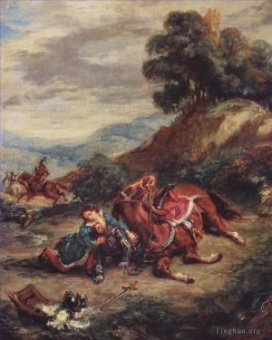 艺术家欧仁·德拉克罗瓦作品《拉拉斯之死,1858》