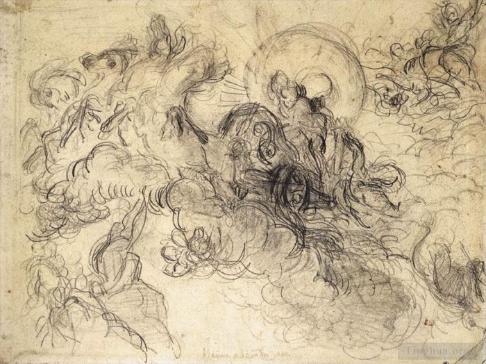欧仁·德拉克罗瓦 的各类绘画作品 -  《阿波罗杀死蟒蛇草图》