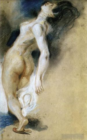 艺术家欧仁·德拉克罗瓦作品《女性裸体从背后被杀》