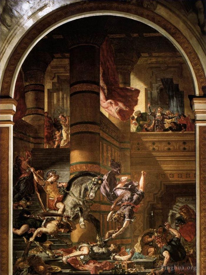 欧仁·德拉克罗瓦 的各类绘画作品 -  《赫利奥多罗斯被逐出神殿》