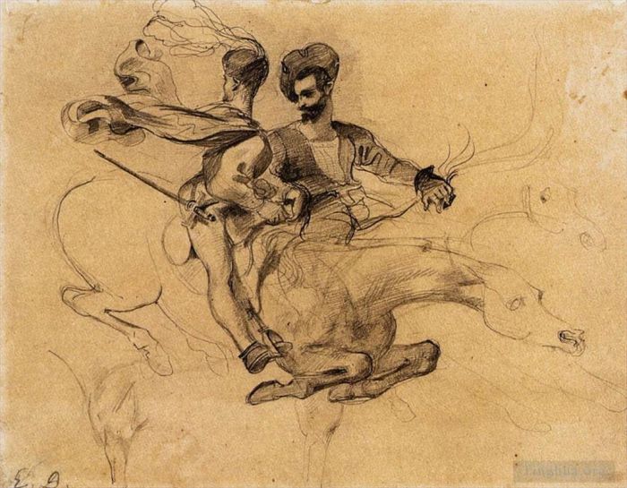 欧仁·德拉克罗瓦 的各类绘画作品 -  《歌德《浮士德》插图》