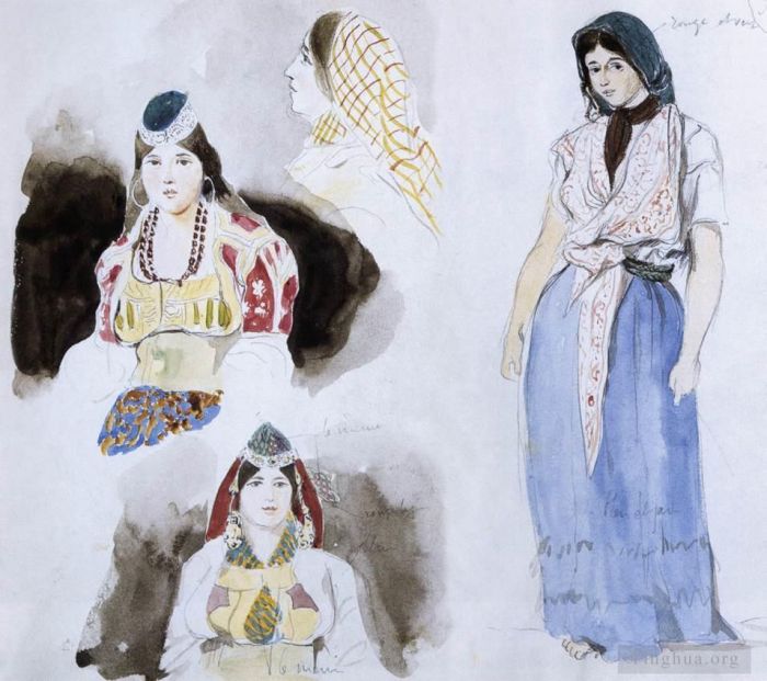 欧仁·德拉克罗瓦 的各类绘画作品 -  《摩洛哥妇女》