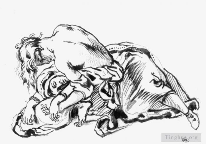 欧仁·德拉克罗瓦 的各类绘画作品 -  《阿提拉的素描》