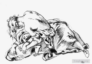 艺术家欧仁·德拉克罗瓦作品《阿提拉的素描》