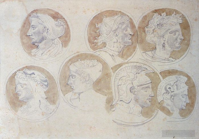 欧仁·德拉克罗瓦 的各类绘画作品 -  《古董奖章研究》