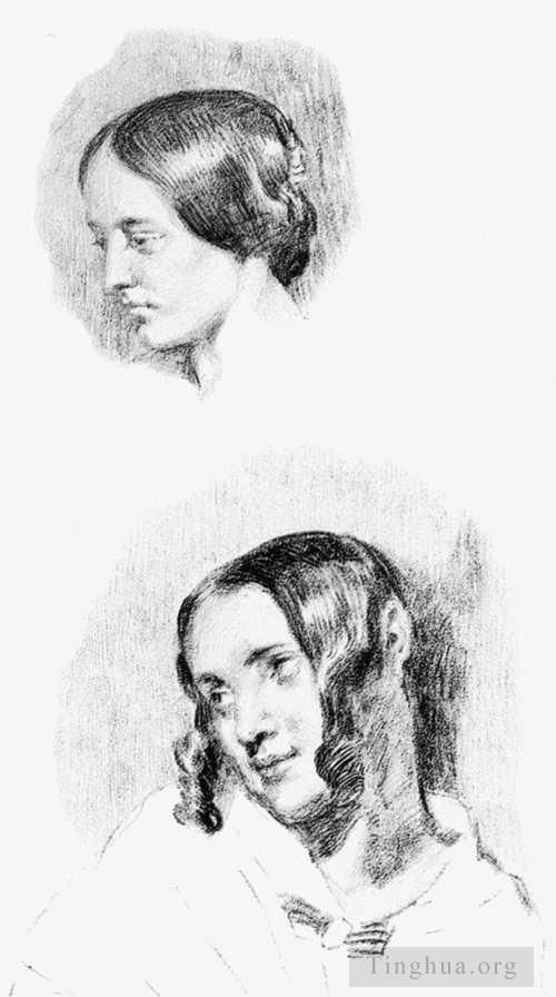 欧仁·德拉克罗瓦 的各类绘画作品 -  《珍妮·勒吉尤和约瑟芬·德·福吉特的研究》