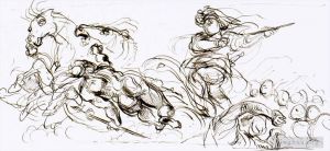 艺术家欧仁·德拉克罗瓦作品《为战争金库而研究》