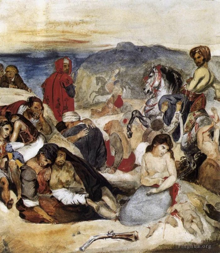 欧仁·德拉克罗瓦 的各类绘画作品 -  《希俄斯大屠杀》
