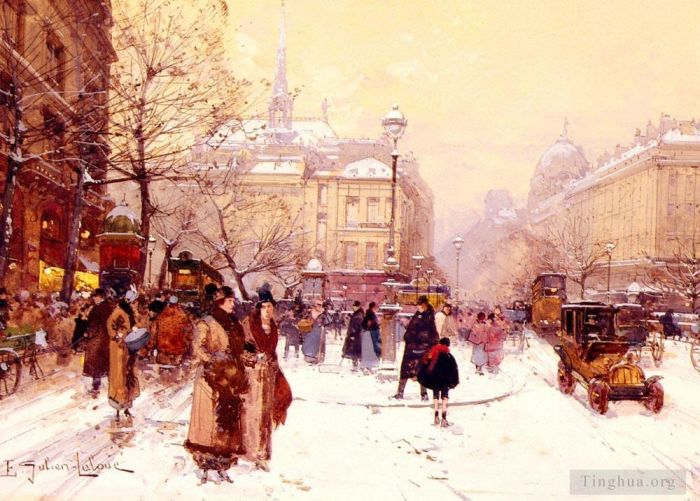 欧仁·加利安·拉瑞 的各类绘画作品 -  《巴黎圣米歇尔广场酒店》