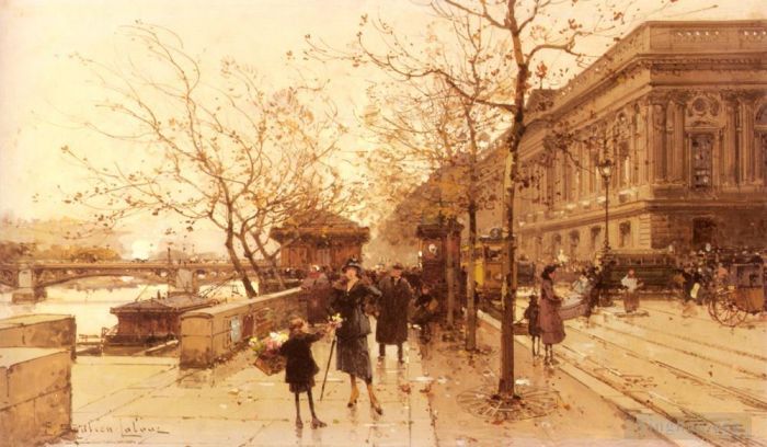 欧仁·加利安·拉瑞 的各类绘画作品 -  《巴黎卢浮宫与艺术大道》