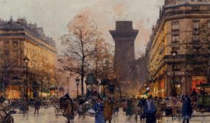 艺术家欧仁·加利安·拉瑞作品《巴黎人大道,(Les,Grands,Boulevards)》