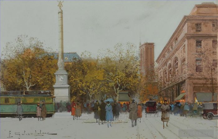 欧仁·加利安·拉瑞 的各类绘画作品 -  《巴黎夏特莱广场》