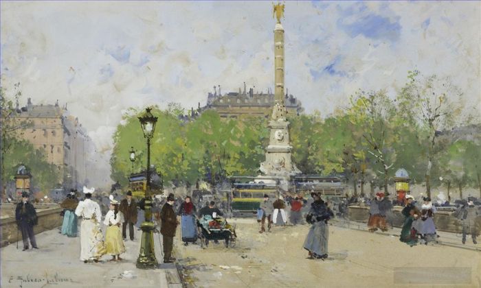 欧仁·加利安·拉瑞 的各类绘画作品 -  《夏特莱广场》
