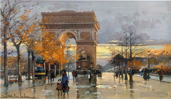 欧仁·加利安·拉瑞 的各类绘画作品 -  《普鲁埃星广场》
