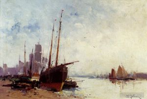 艺术家欧仁·加利安·拉瑞作品《在码头船运送》