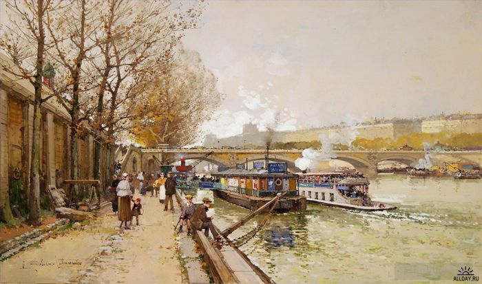 欧仁·加利安·拉瑞 的各类绘画作品 -  《沿着塞纳河》