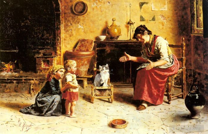 欧金尼奥·赞姆佩给 的油画作品 -  《孩子的第一步》