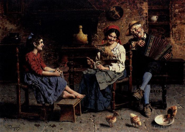 欧金尼奥·赞姆佩给 的油画作品 -  《欢乐的曲调》
