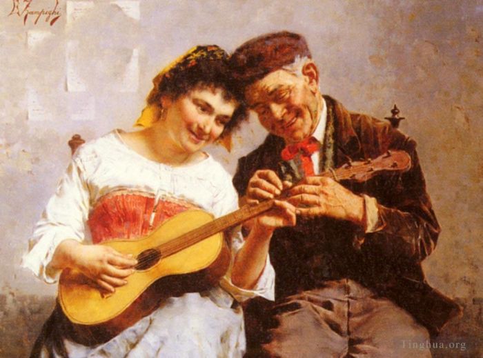 欧金尼奥·赞姆佩给 的油画作品 -  《爱德华多私人音乐会》