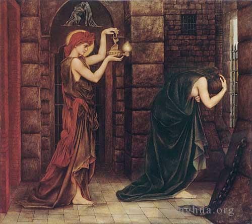 伊芙琳·德·摩根 的油画作品 -  《绝望牢笼中的希望》