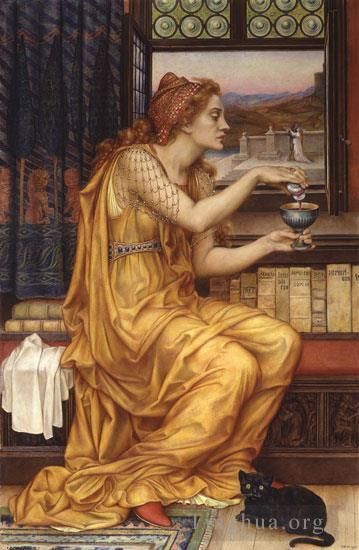 伊芙琳·德·摩根 的油画作品 -  《爱情药水》