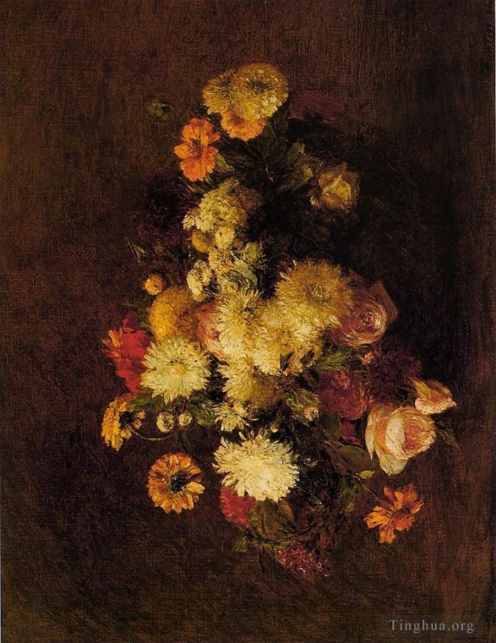 亨利·方坦·拉图尔 的油画作品 -  《鲜花花束3》