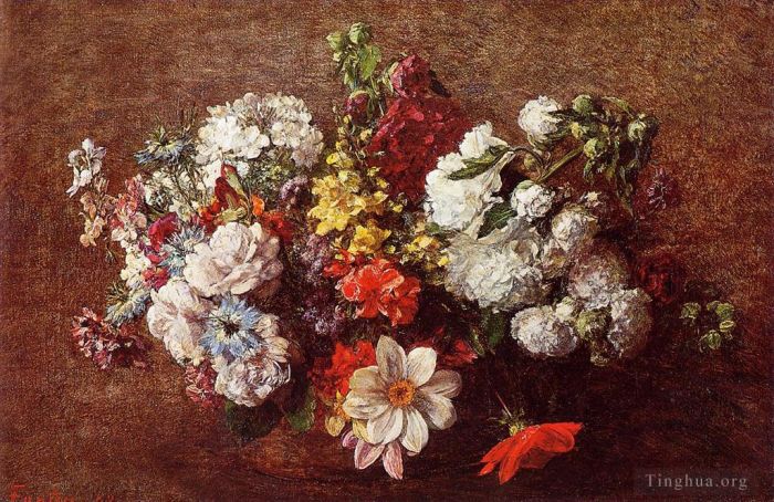 亨利·方坦·拉图尔 的油画作品 -  《鲜花花束2》