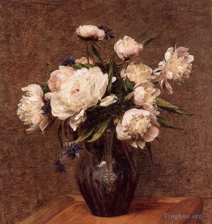 亨利·方坦·拉图尔 的油画作品 -  《牡丹花束》