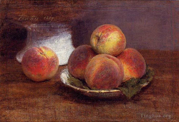 亨利·方坦·拉图尔 的油画作品 -  《一碗桃子》