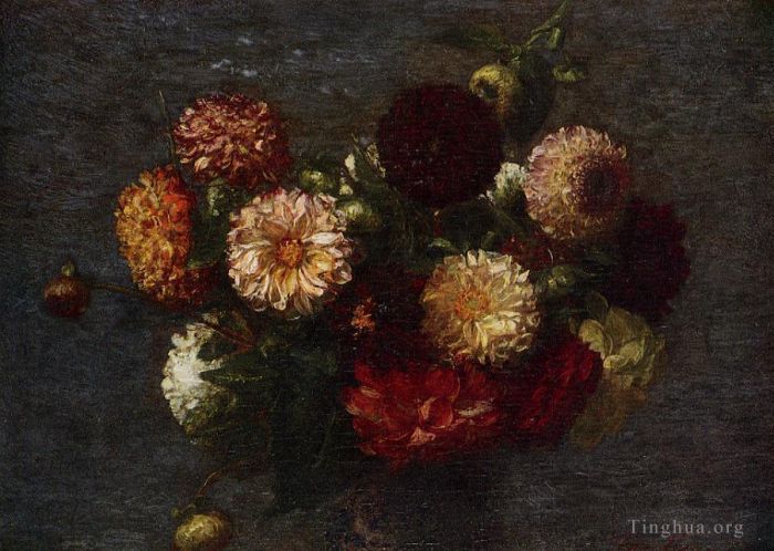 亨利·方坦·拉图尔 的油画作品 -  《菊花2》