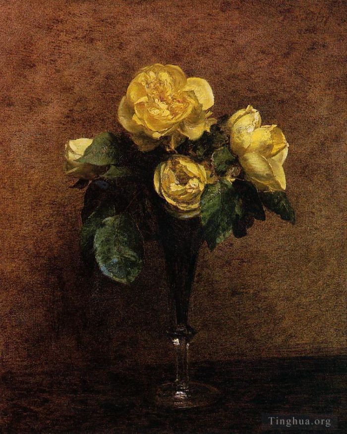 亨利·方坦·拉图尔 的油画作品 -  《尼尔元帅玫瑰花》