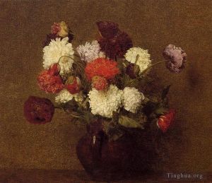 艺术家亨利·方坦·拉图尔作品《罂粟花》