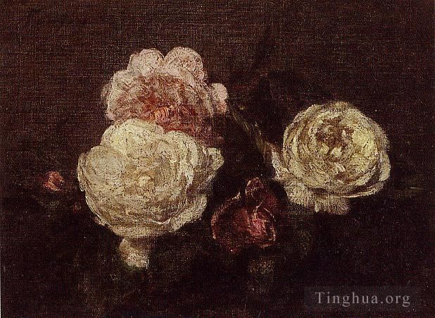 亨利·方坦·拉图尔 的油画作品 -  《鲜花玫瑰2》