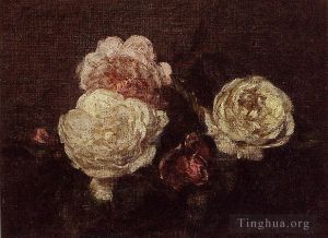 艺术家亨利·方坦·拉图尔作品《鲜花玫瑰2》