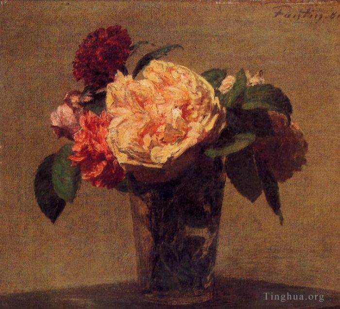 亨利·方坦·拉图尔 的油画作品 -  《花瓶里的花》