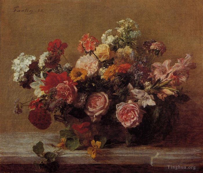 亨利·方坦·拉图尔 的油画作品 -  《花3》