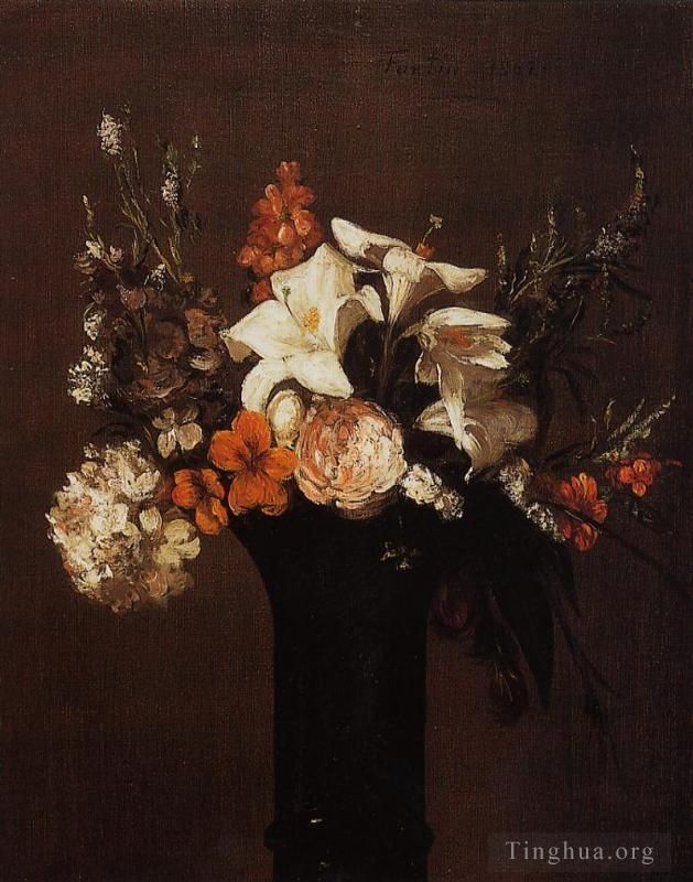 亨利·方坦·拉图尔 的油画作品 -  《花6》