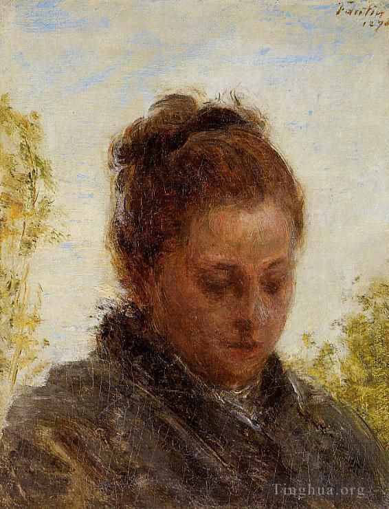 亨利·方坦·拉图尔 的油画作品 -  《一个年轻女子的头》