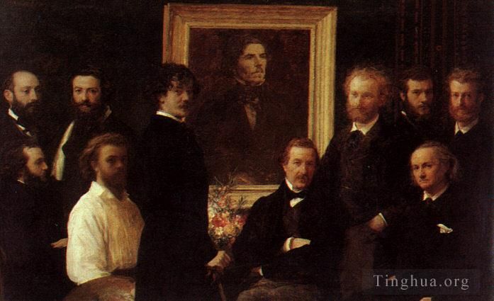 亨利·方坦·拉图尔 的油画作品 -  《向德拉克洛瓦致敬,1864》