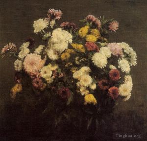 艺术家亨利·方坦·拉图尔作品《大束菊花2》