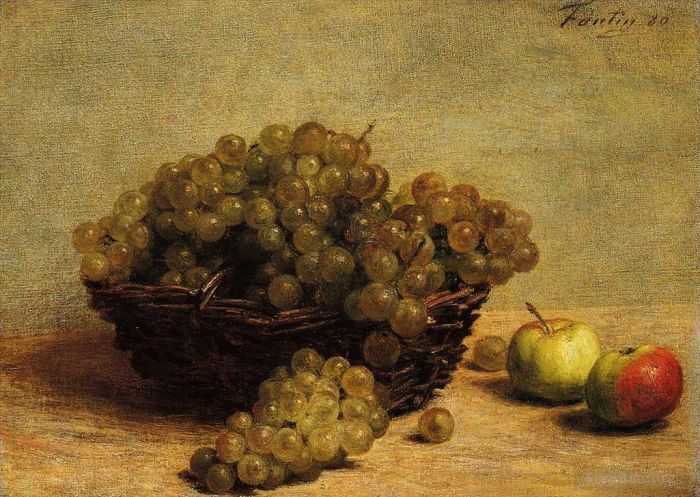 亨利·方坦·拉图尔 的油画作品 -  《Nature,Morte,Raisin,et,Pommes,dApi》
